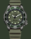 CITIZEN Promaster Eco-Drive Divers Green Rubber Strap BN0157-11X