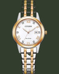 CITIZEN Eco-Drive Crystals Two Tone Stainless Steel Bracelet FE1246-85A