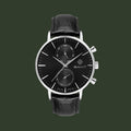 A GANT analog watch with a black dial, silver-tone case, and a black leather strap, shown against a plain white background.