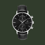 A GANT analog watch with a black dial, silver-tone case, and a black leather strap, shown against a plain white background.