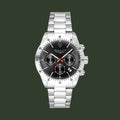 Gant watch with silver bracelet and black dial on a white background