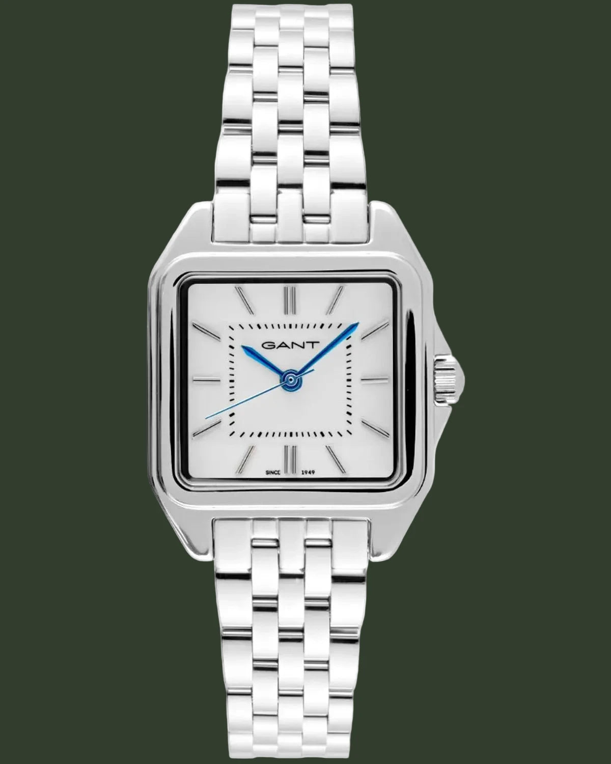 Silver Gant watch with a white face on a white background