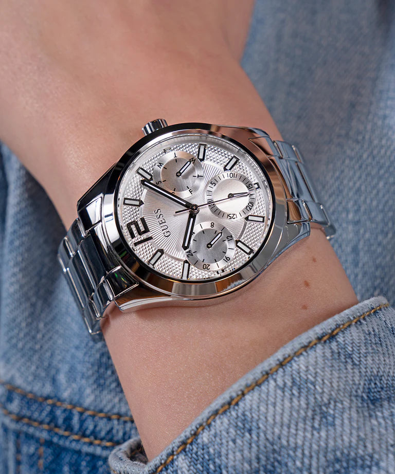 GUESS Ladies Silver Tone Multi-function GW0760L1