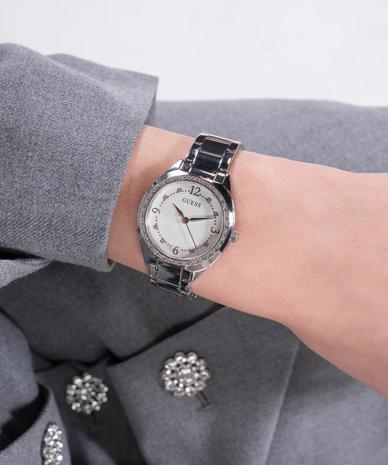 GUESS Ladies Silver Tone Analog GW0767L1