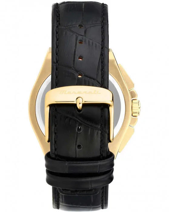 MASERATI Velocita Slim Chronograph Black Leather Strap R8871653001