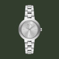 Silver watch with a metal bracelet on a white background