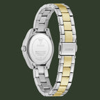 Two-tone silver and gold watch with visible brand logo on a white background