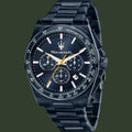 Black  Blue Maserati watch with detailed face on a white background