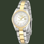 Two-tone silver and gold Maserati watch on a white background