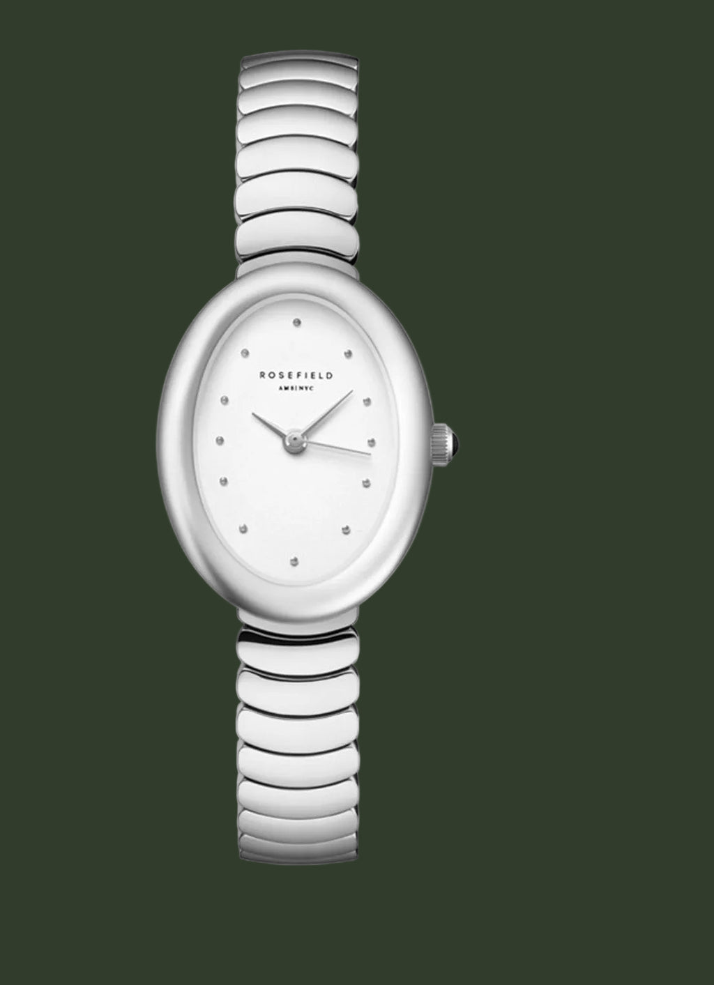 White watch with a patterned band on a white background