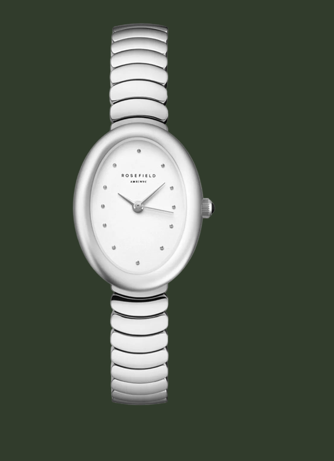 White watch with a patterned band on a white background